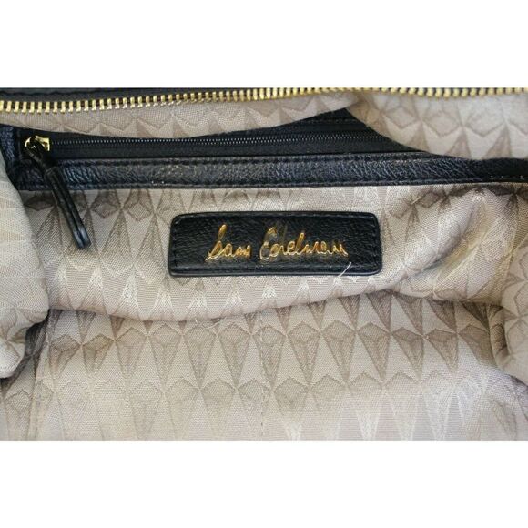 LARGE SAM EDELMAN BLACK NYLON VEGAN LEATHER HOBO TOTE SHOULDER BAG BOHO HANDBAG - Picture 10 of 10